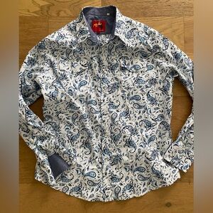 Men's Rodeo Western Paisley Print Shirt - Blue and White 2XL like new.